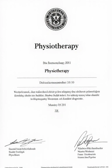 Dyplom ukończenia studiów podyplomowych z fizjoterapii.