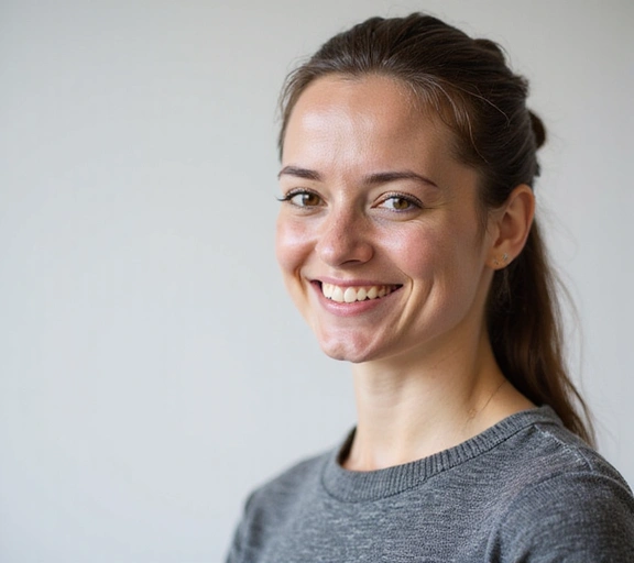 Portret Anny Kowalskiej, dyplomowanego dietetyka, uśmiechniętej i profesjonalnej.